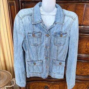 DKNY Light Blue Jean Jacket with Button Accents